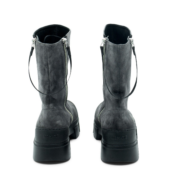 Roccia Dark Grey Split Calfskin Low Boots