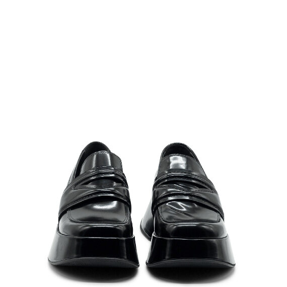 Mini Yoko Black Brushed Calfskin Loafers