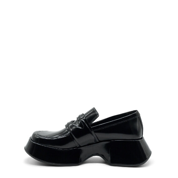 Mini Yoko Black Brushed Calfskin Loafers