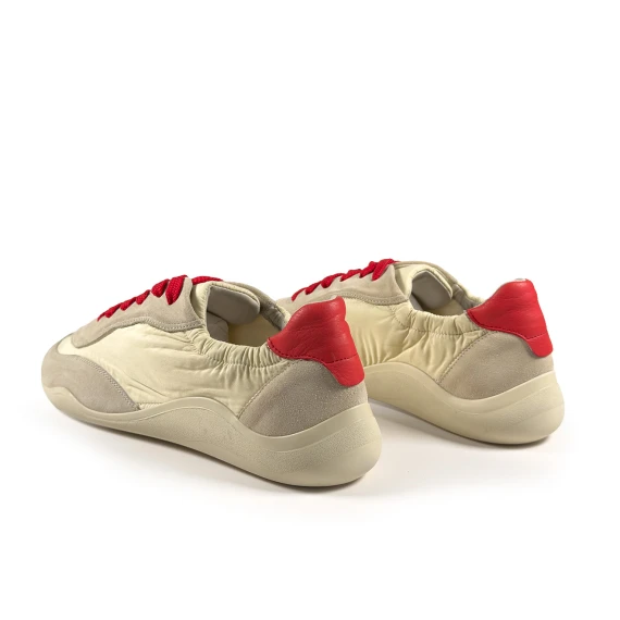 G32_Ondina Sneaker low-top in crosta/nylon  beige/panna/rosso